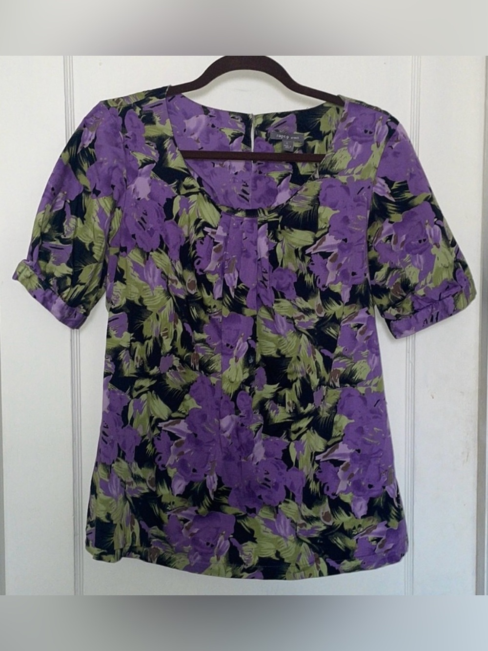 Apt. 9 Purple Floral Scoop Neck Blouse